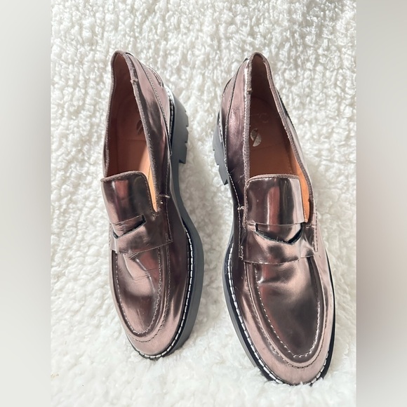 Chunky Lug Sole Shoes Women Metallic Platform Loafers with by SARTO Size 6.5 - Picture 2 of 13